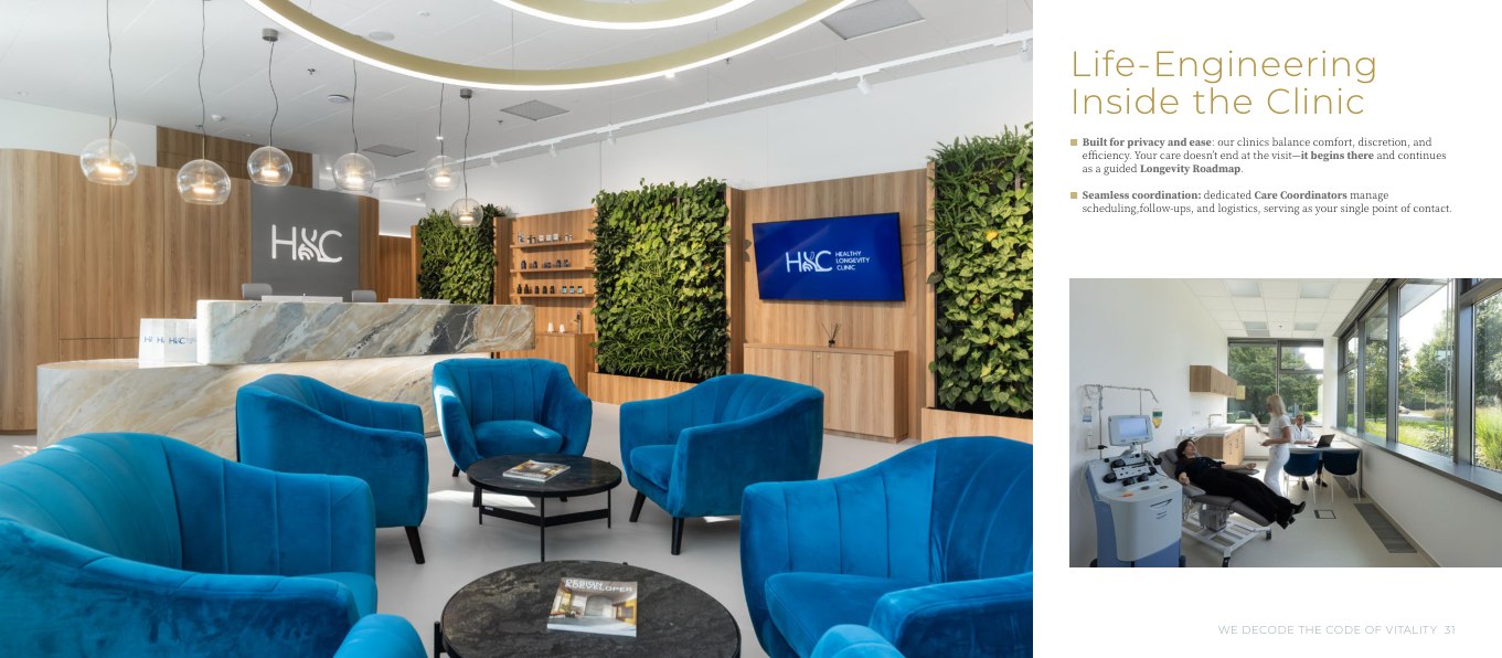 Interiér Healthy Longevity Clinic z brožury kliniky